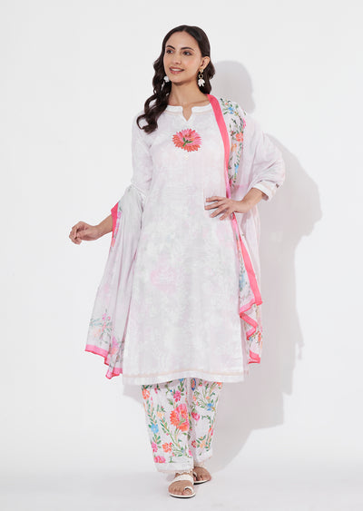 Beige Linen Cotton Straight cut suit