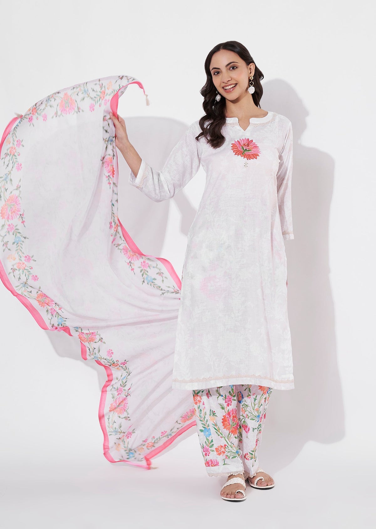 Beige Linen Cotton Straight cut suit