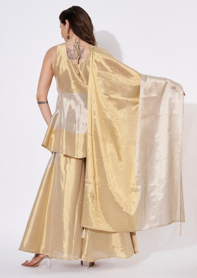 Two toned gold tissue Sharara Set