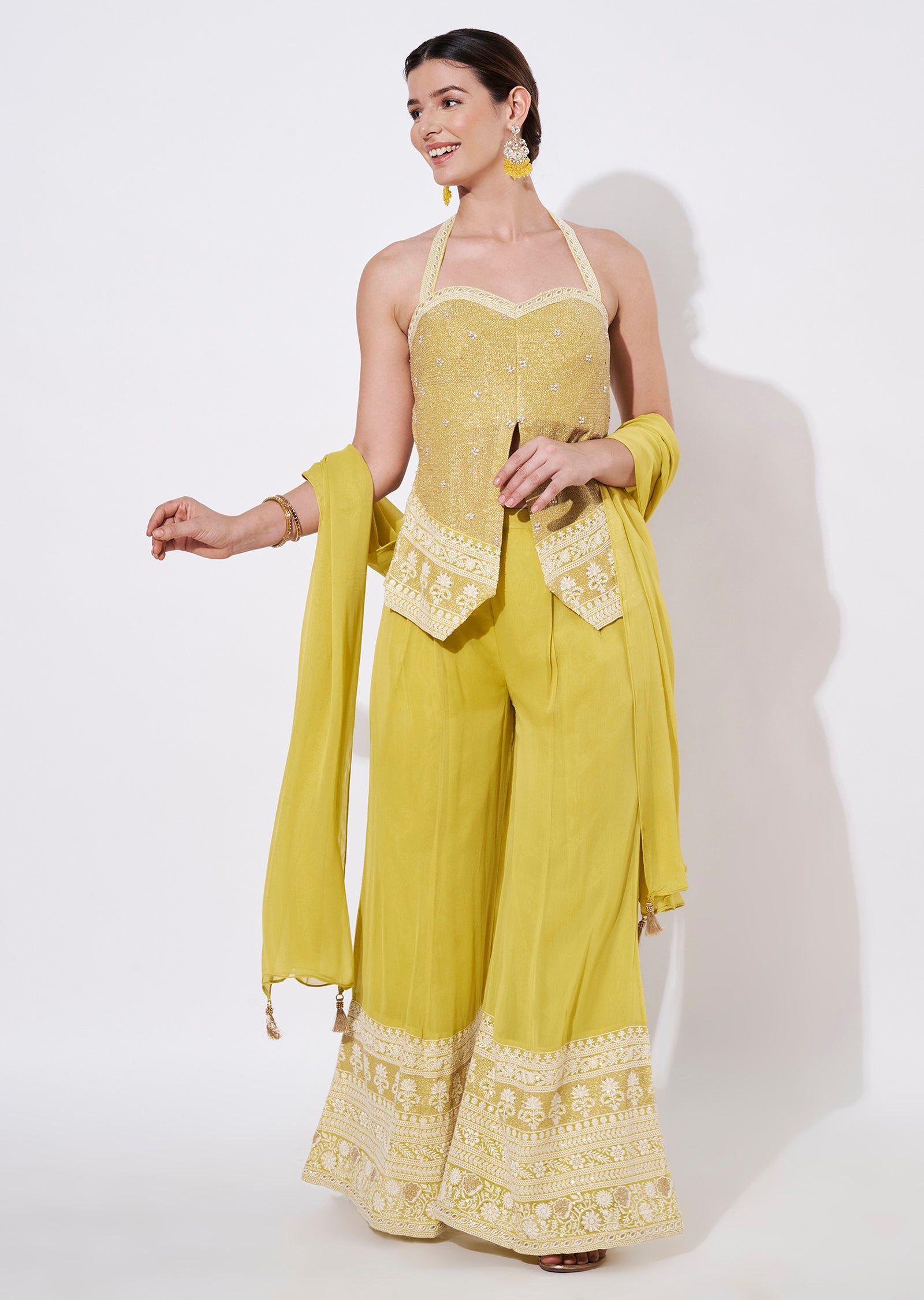 Light Green Silk Sharara Set