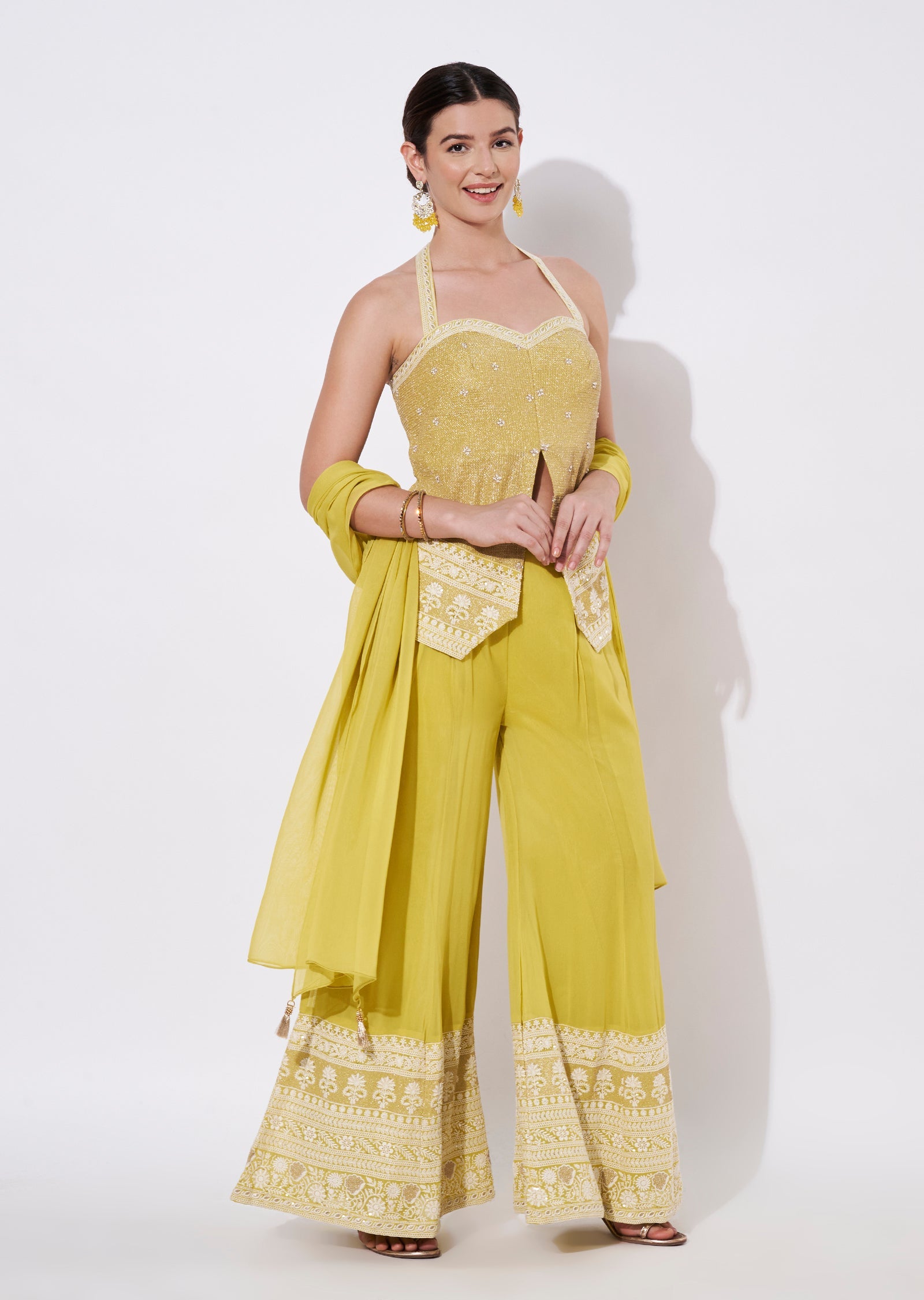 Light Green Silk Sharara Set