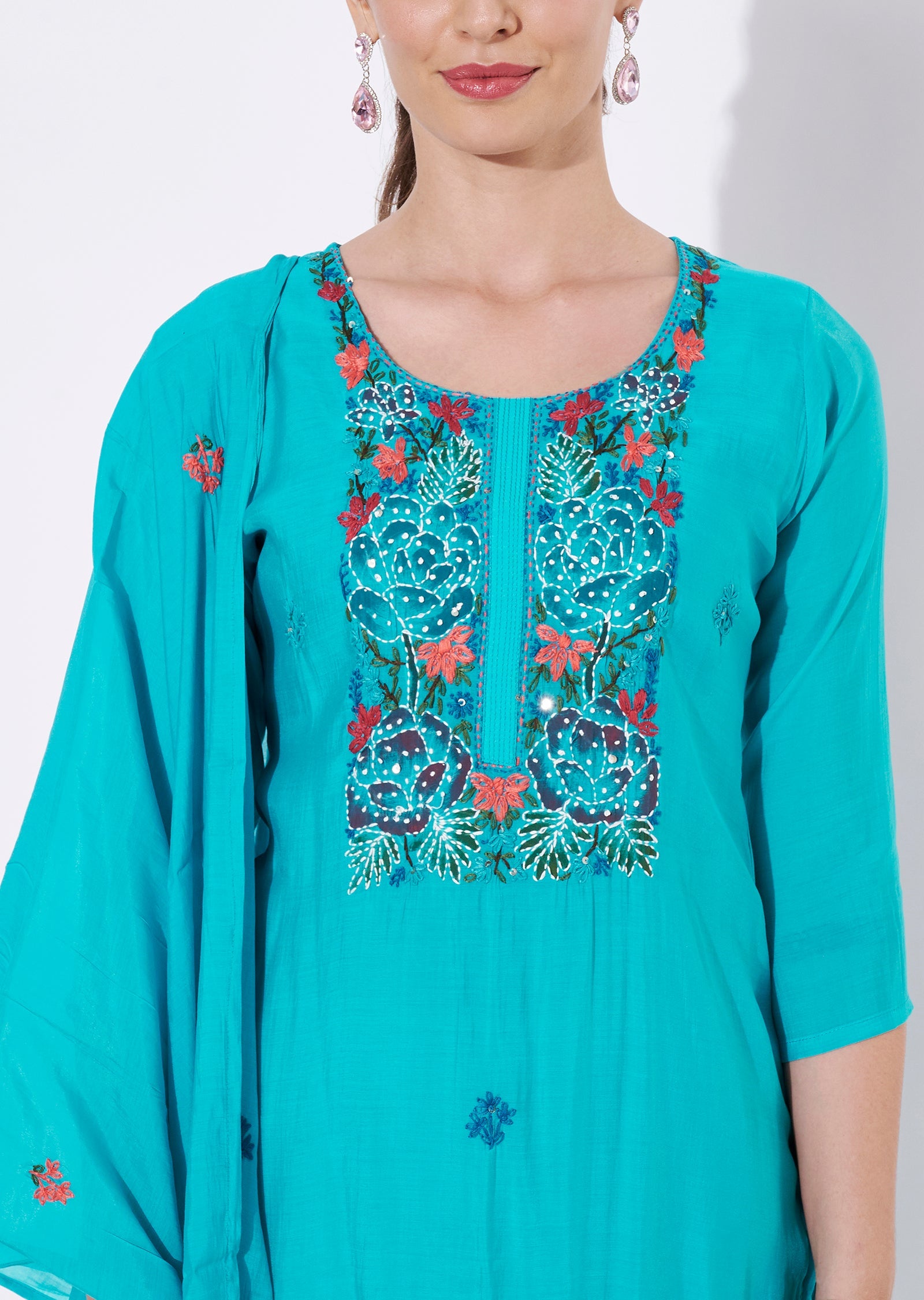 Rama Blue Silk Straight cut suit