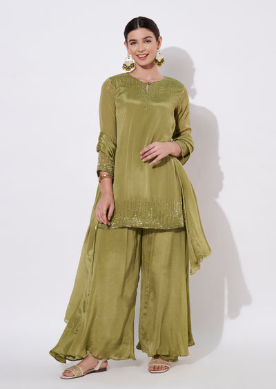 Light Green Silk Sharara Set