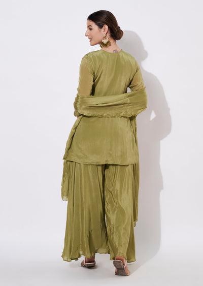 Light Green Silk Sharara Set
