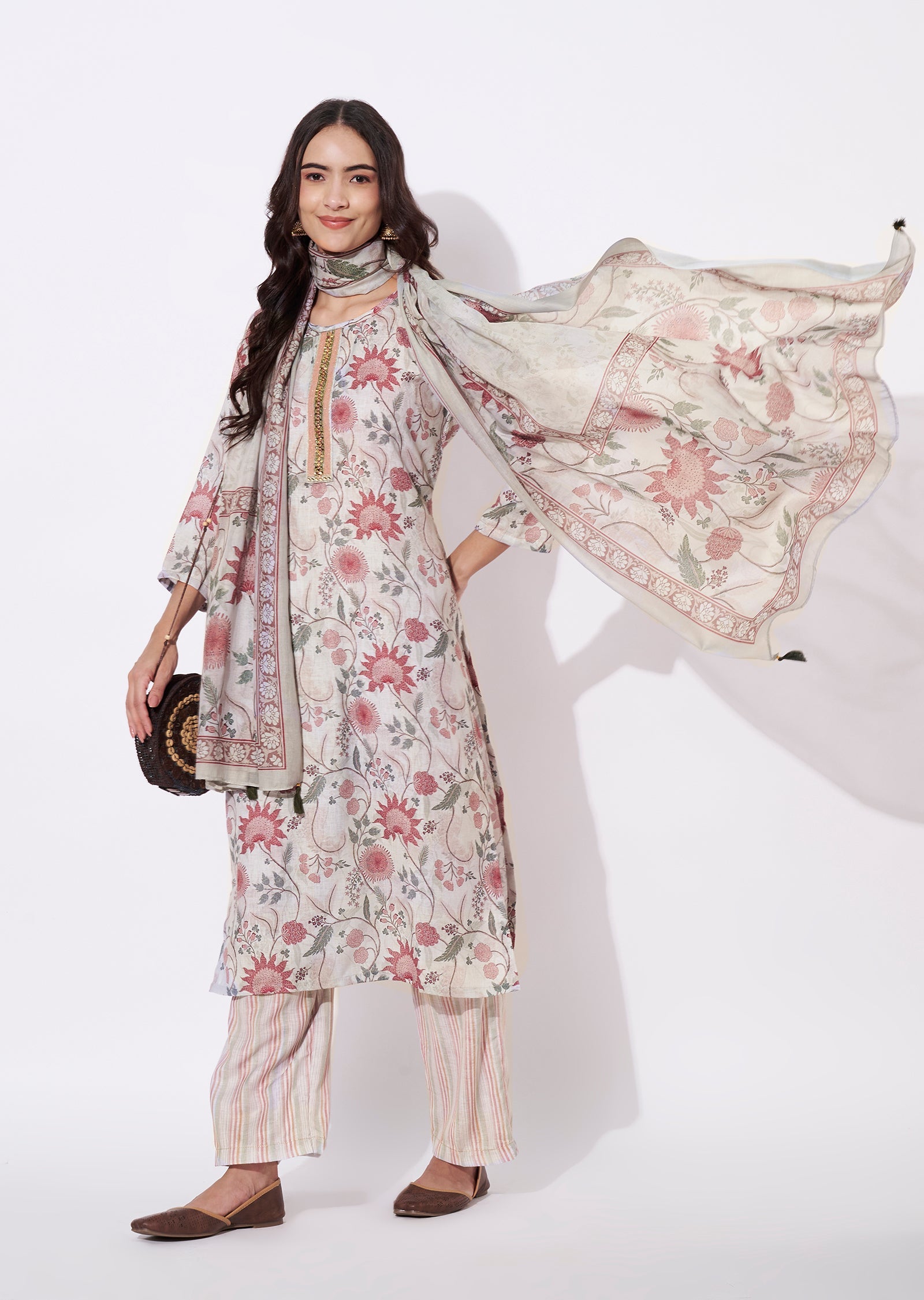 Pista Green Linen Cotton Straight cut suit