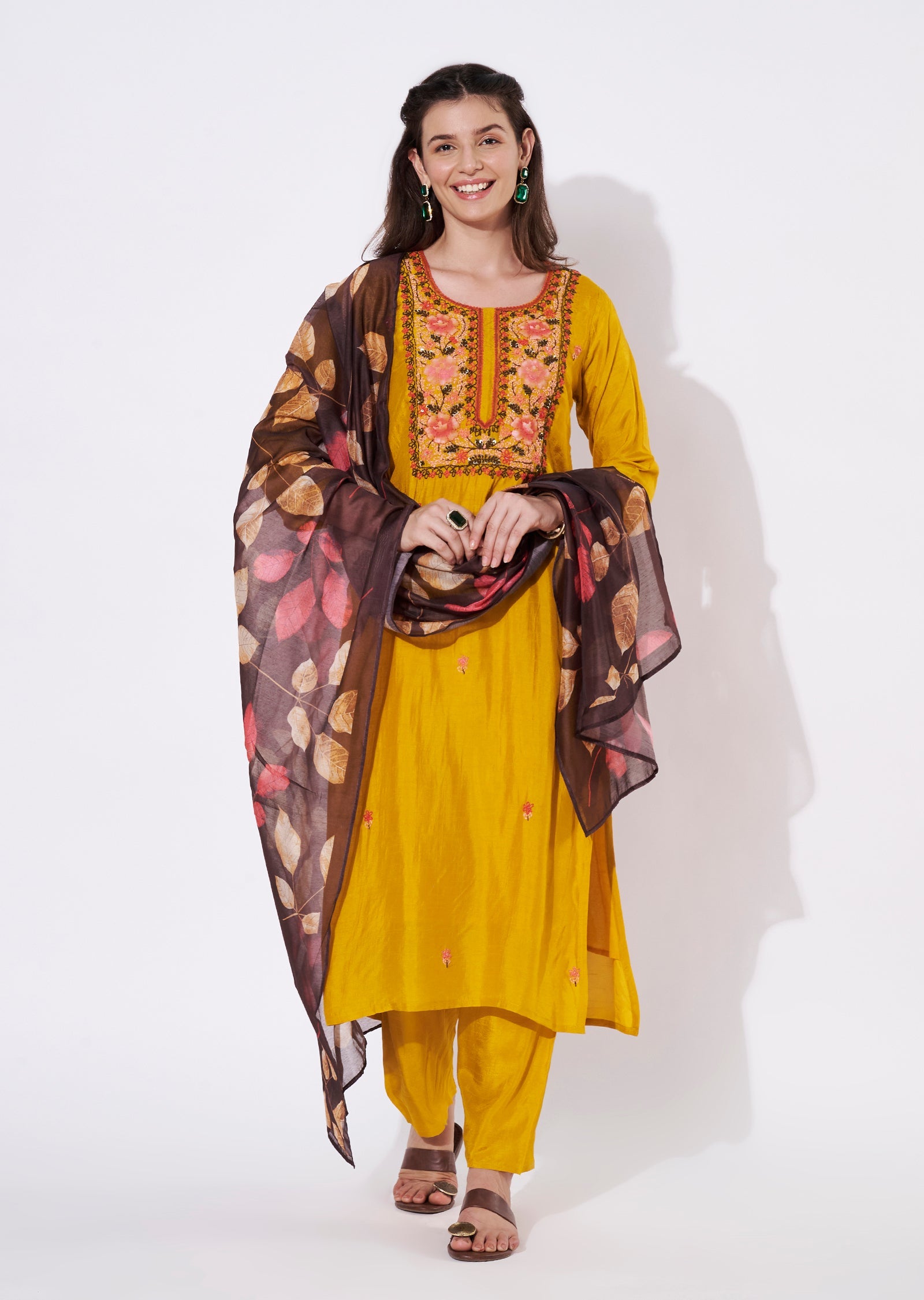 Yellow Silk Straight cut suit