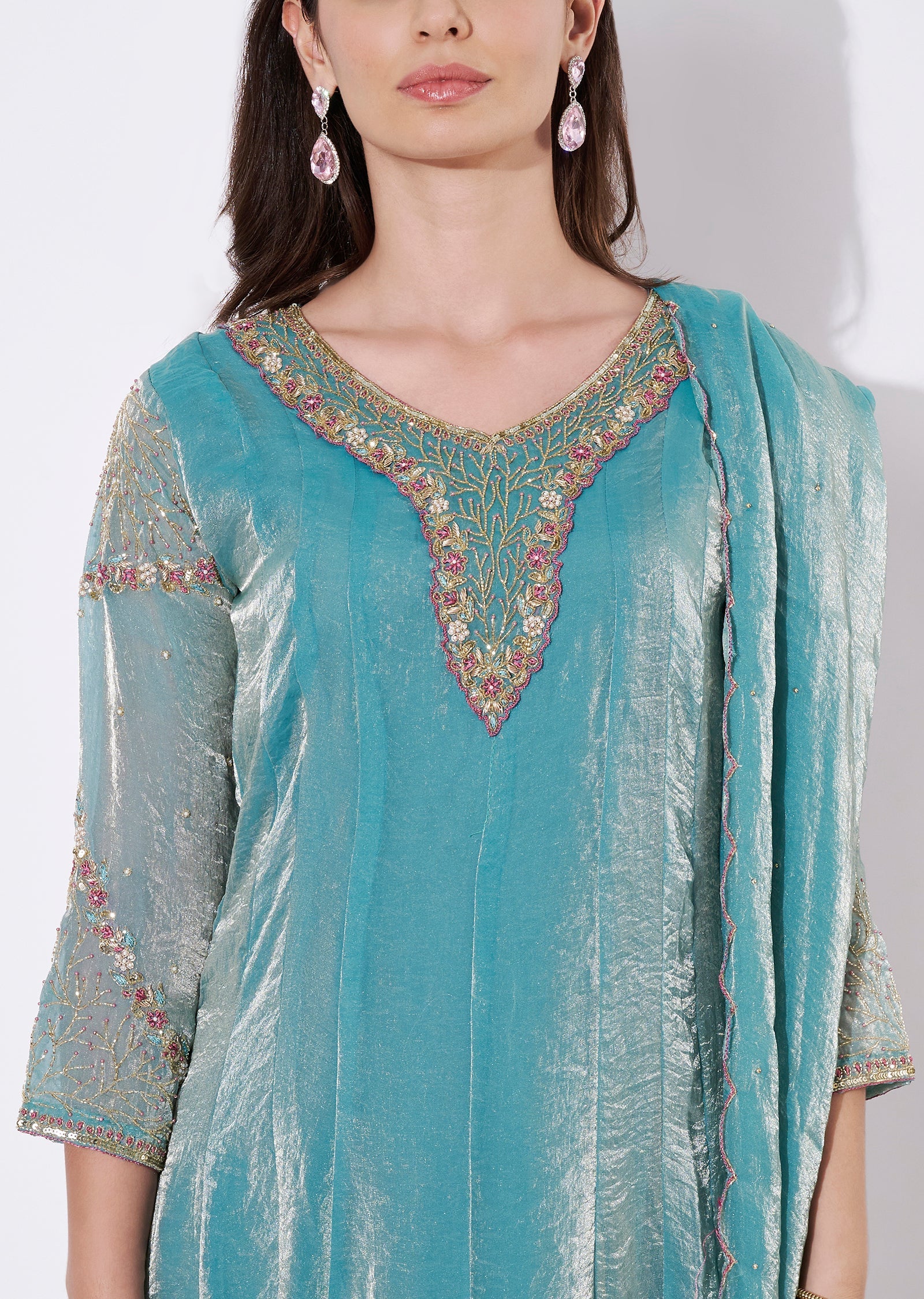Dusty Green Jimmy Choo Anarkali Suit