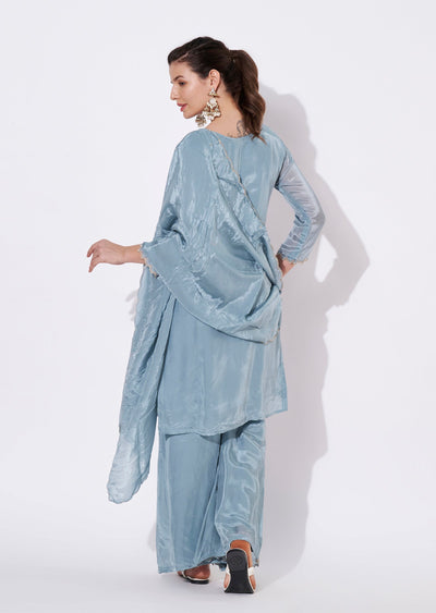 Light Blue Silk Sharara Set