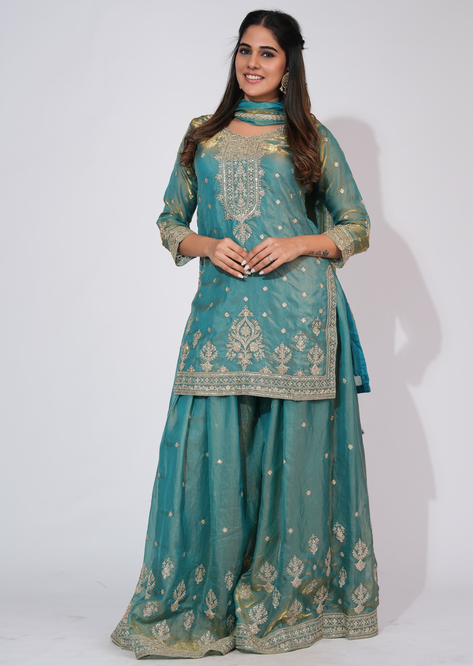 Dusty Blue Sharara Set