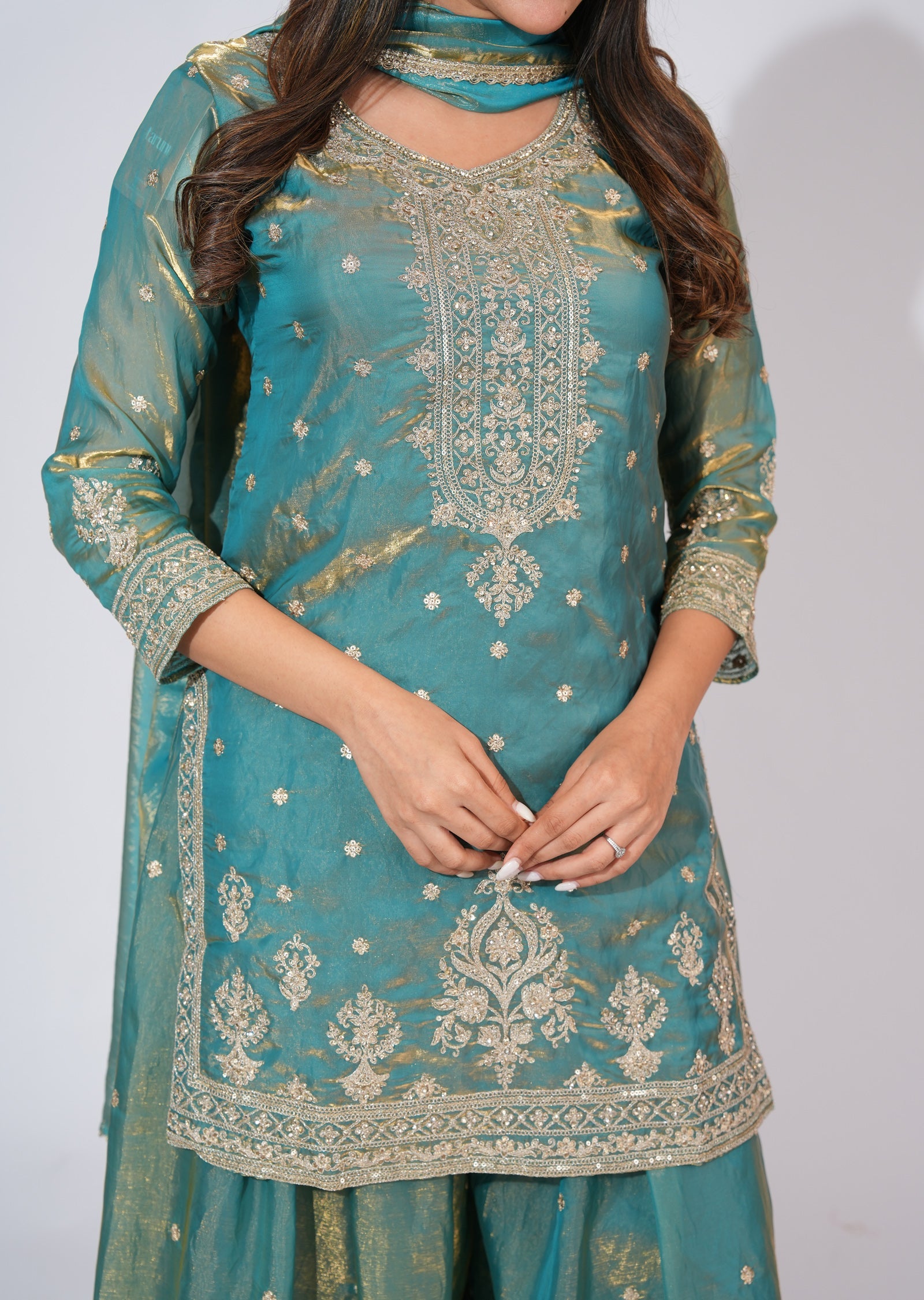 Dusty Blue Sharara Set