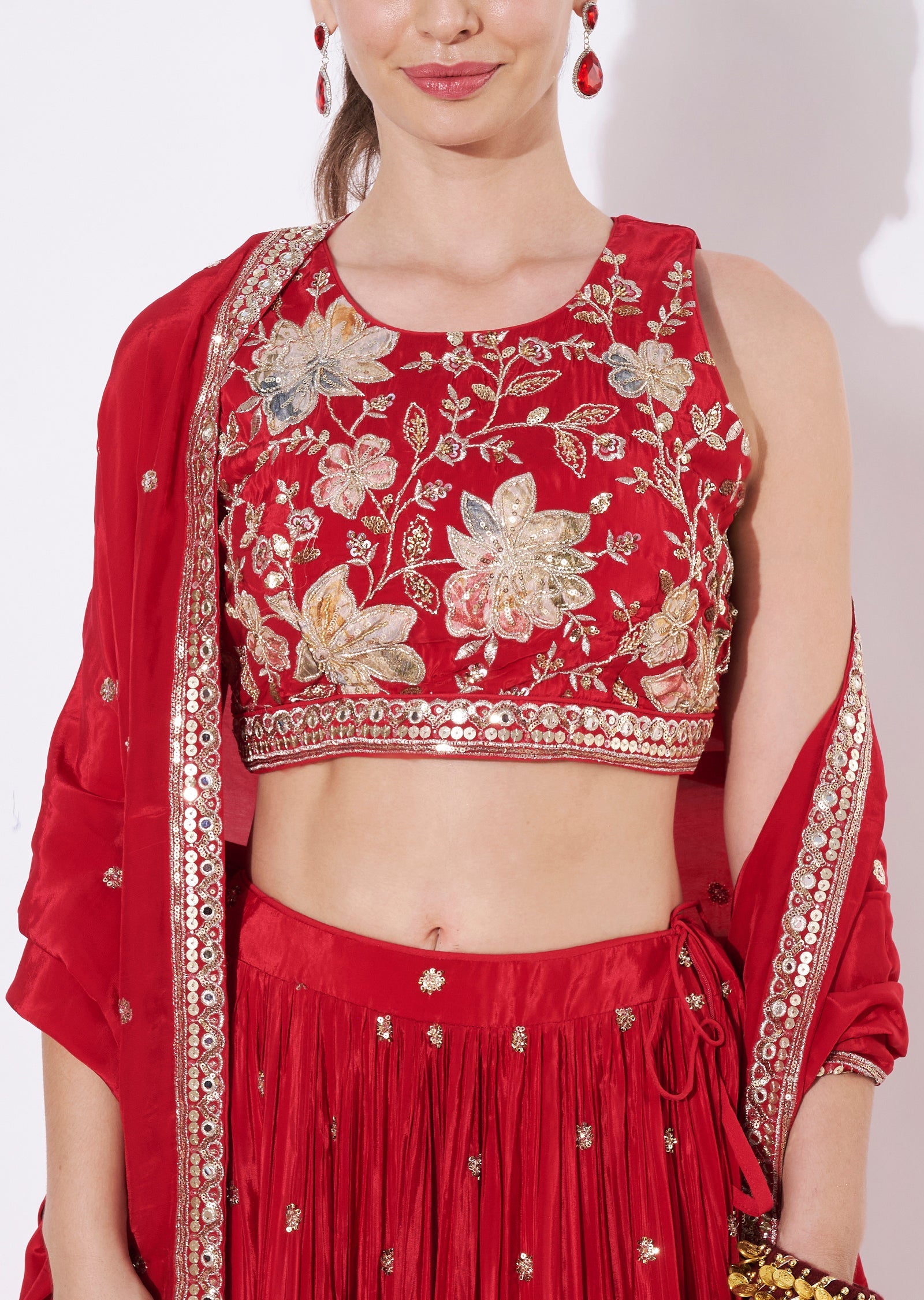 Rust Silk Lehenga Set