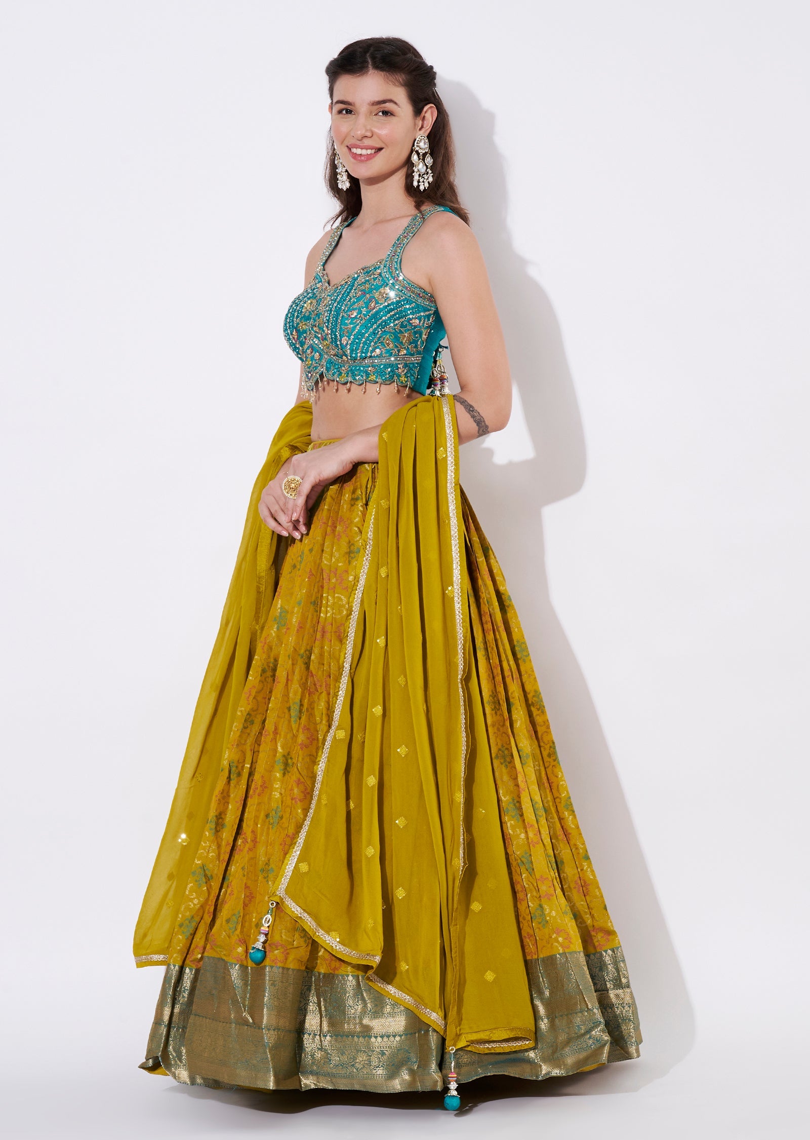 Mustard Silk Lehenga Set