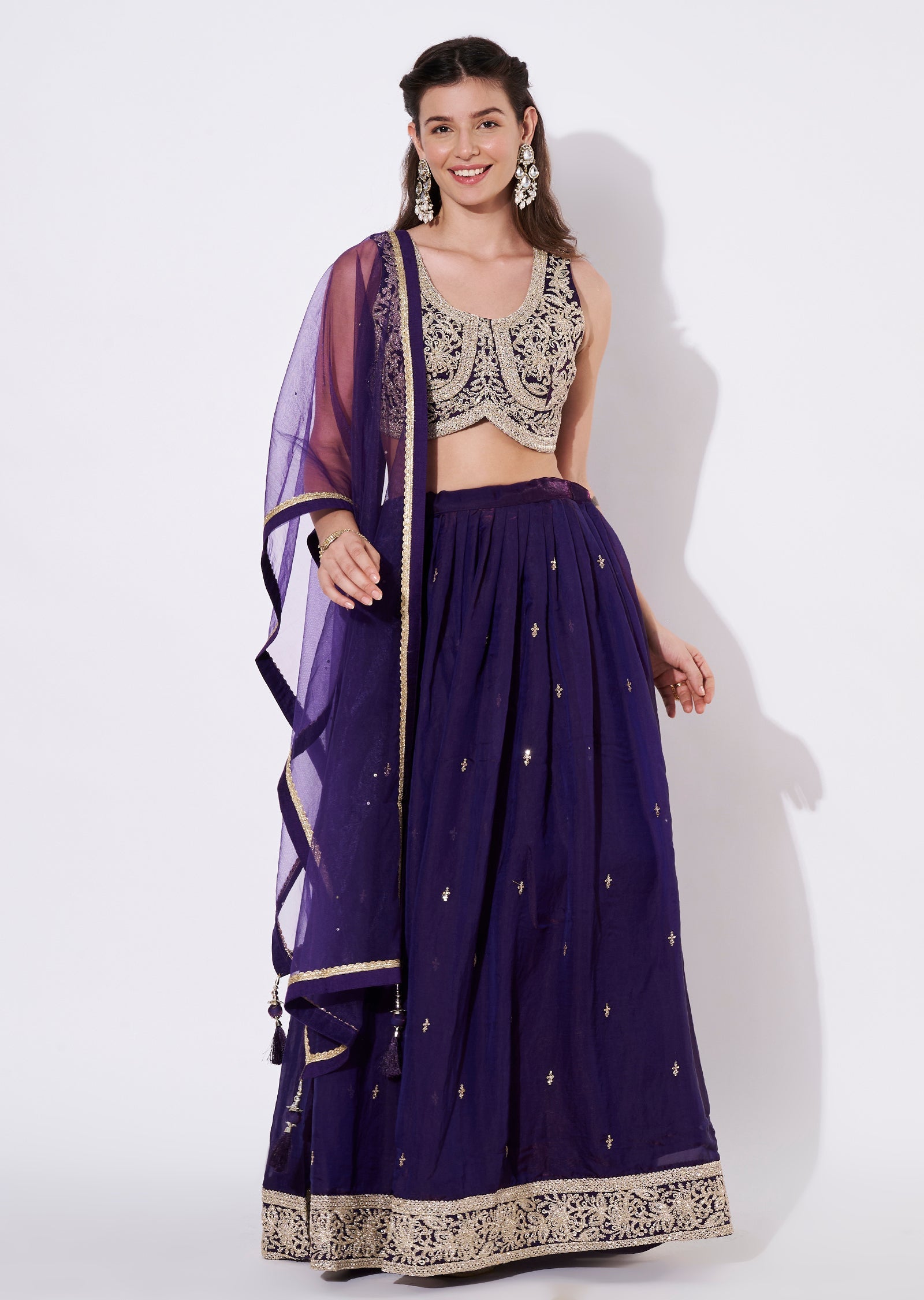 Purple Silk Lehenga Set