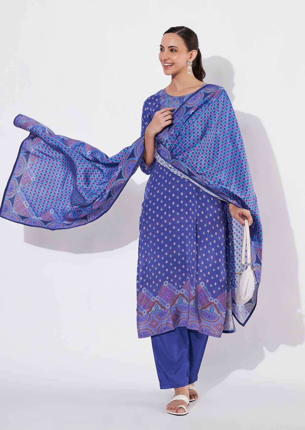 Ink Blue Muslin Straight cut suit