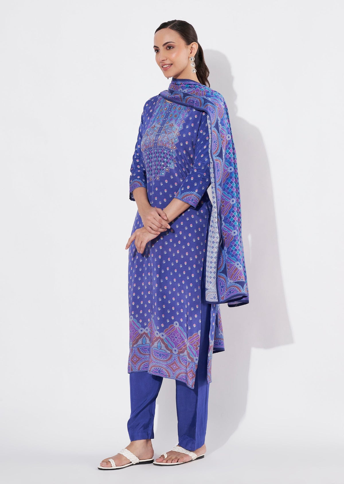 Ink Blue Muslin Straight cut suit