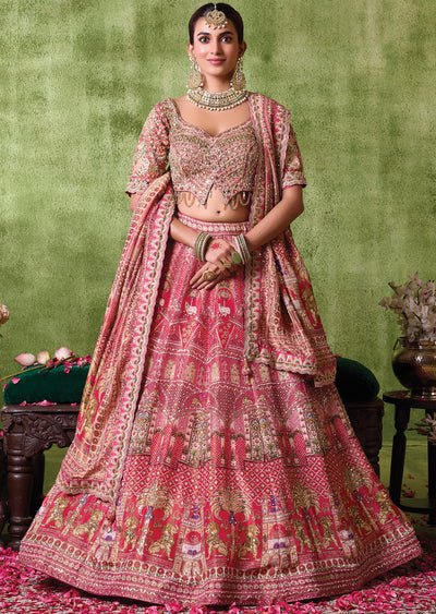 Red Tissue Lehenga Set