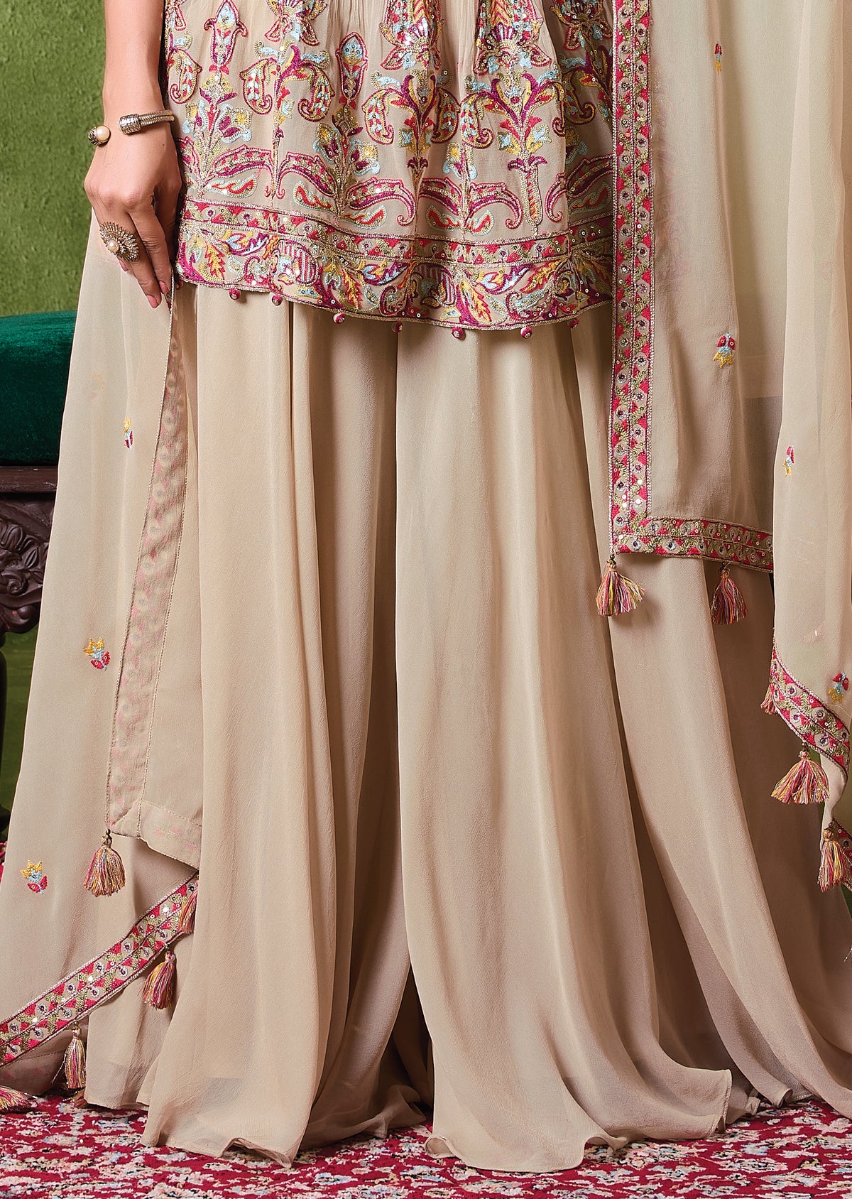 Beige Georgette Sharara Set