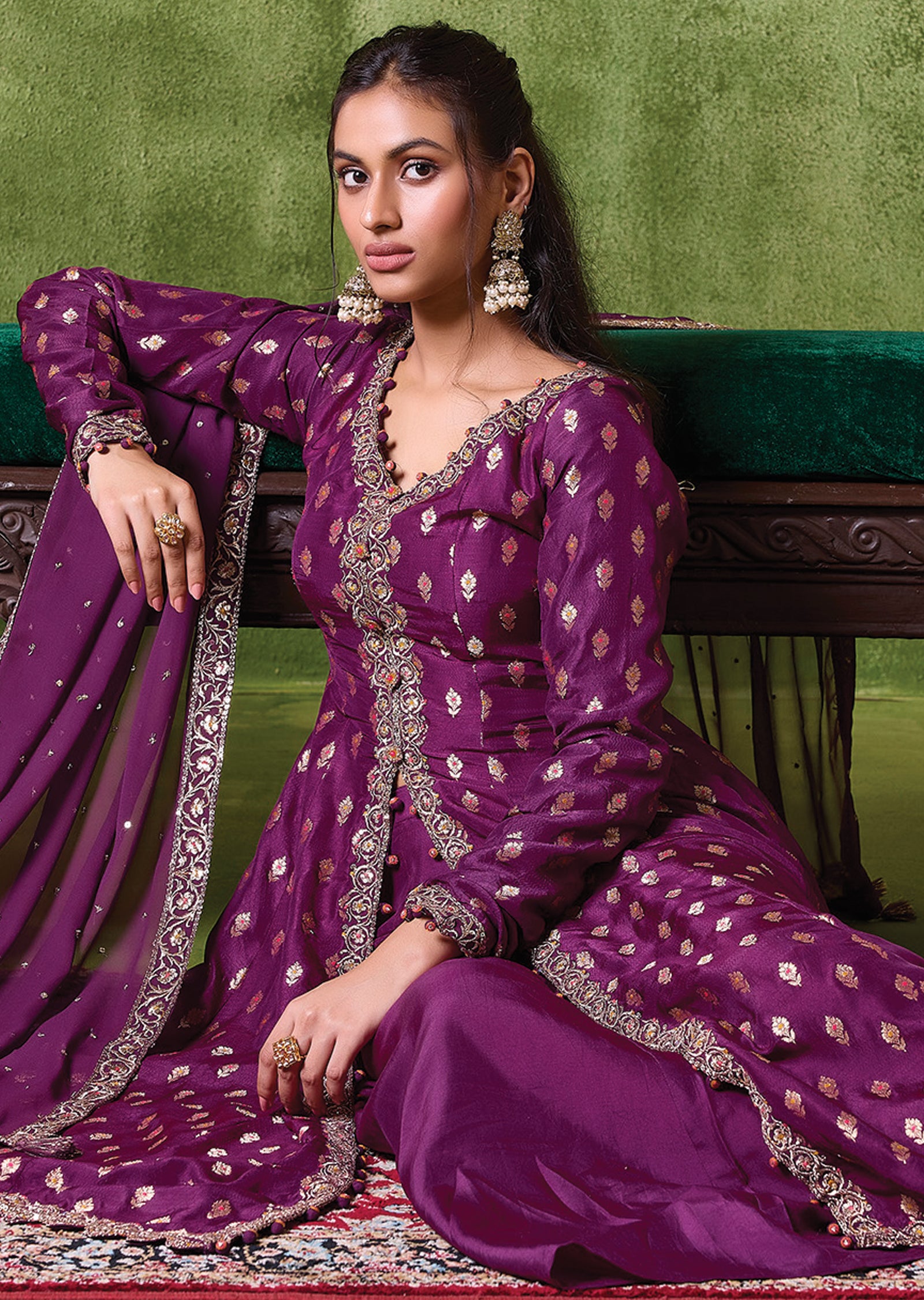 Wine Silk Anarkali Suit