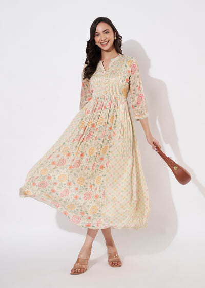 Beige Chinnon Long kurti