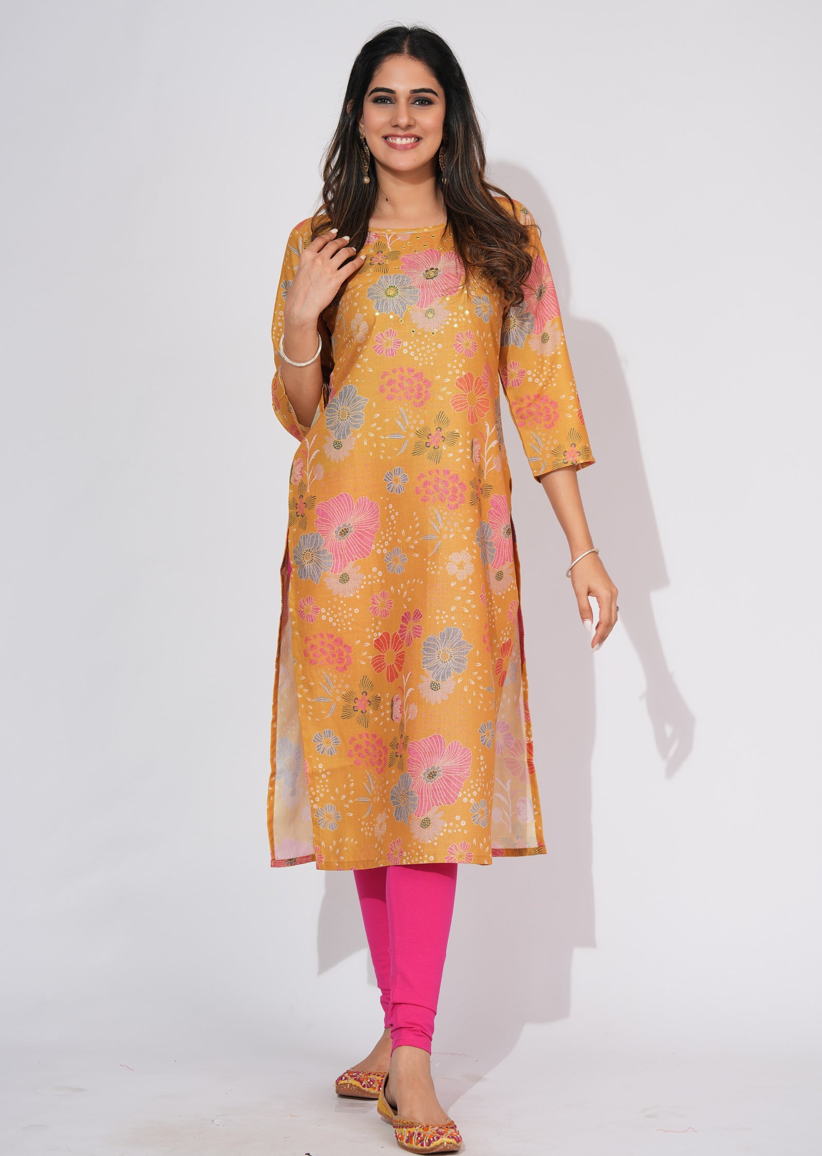 Mustard Gold Straight cut kurti