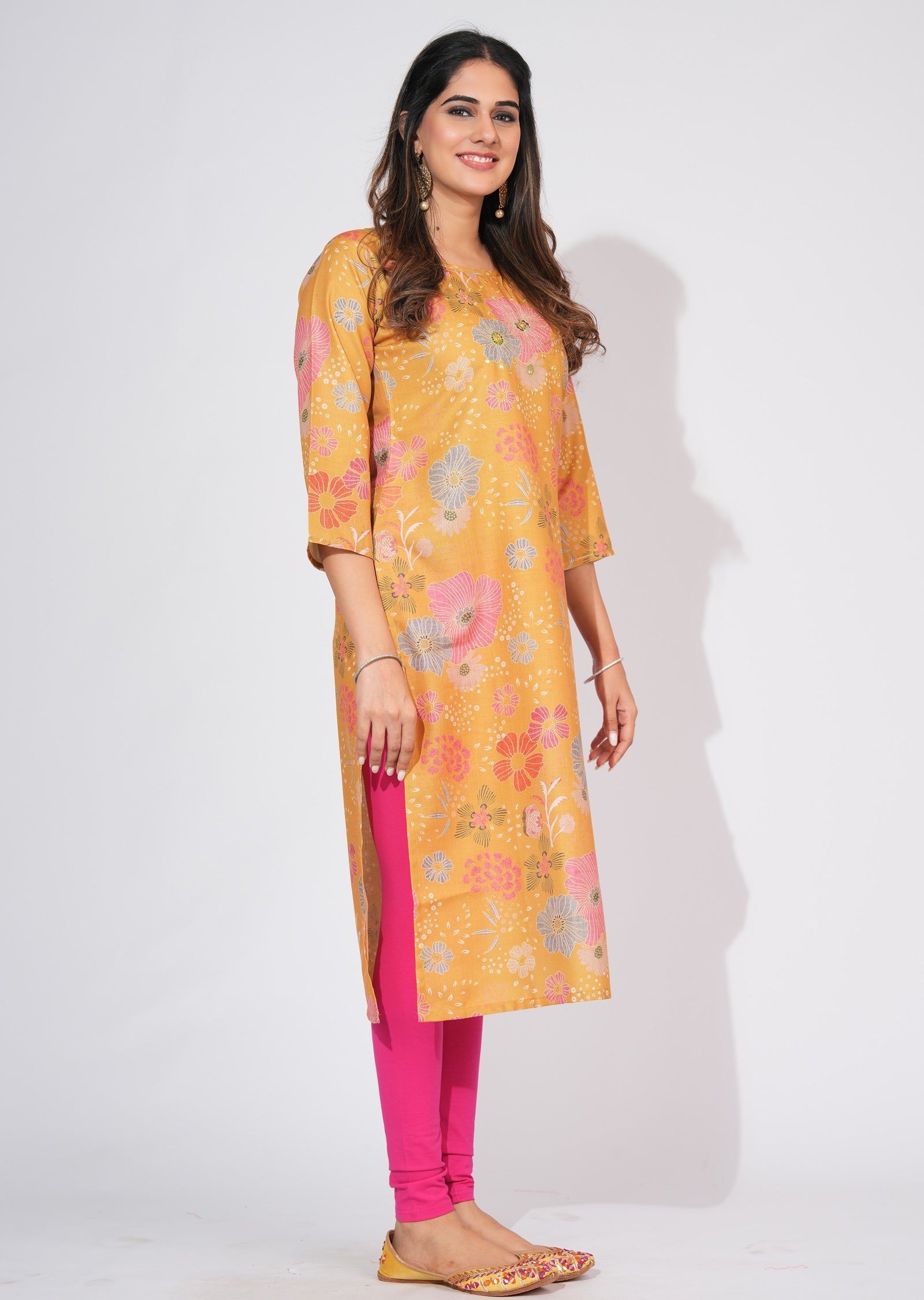 Mustard Gold Straight cut kurti