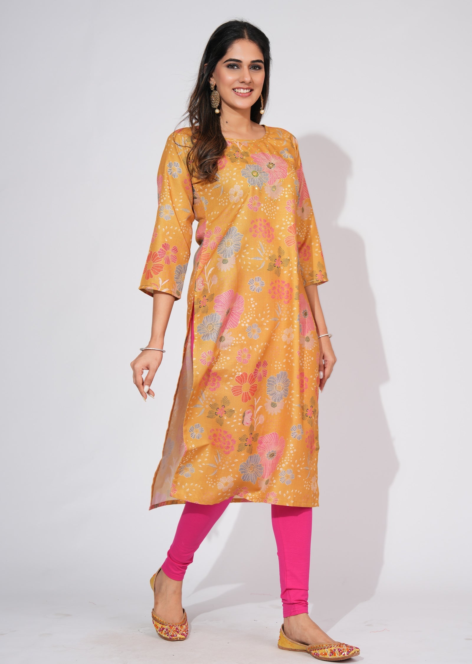 Mustard Gold Straight cut kurti