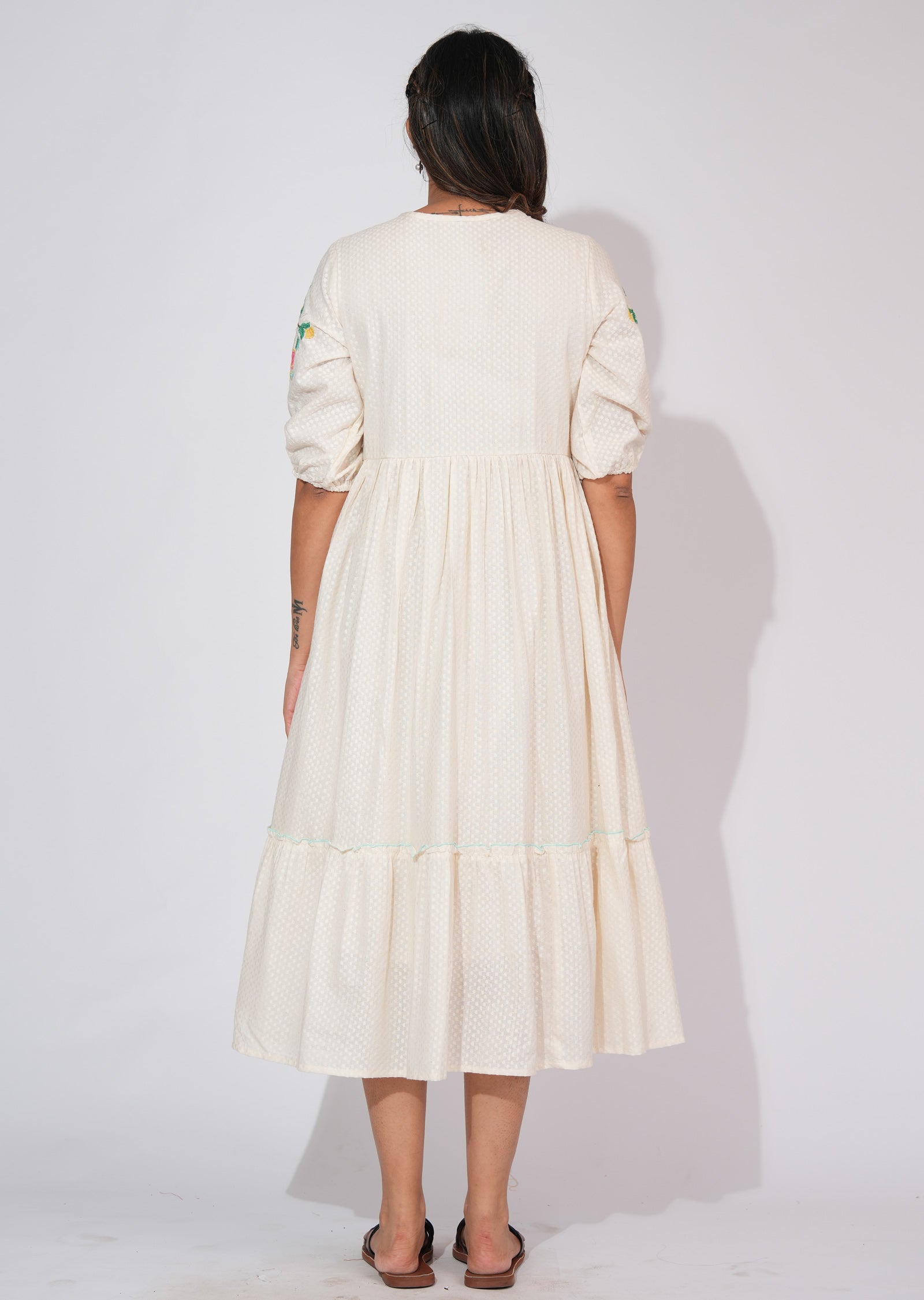 Light Beige Cotton Frock Style kurti