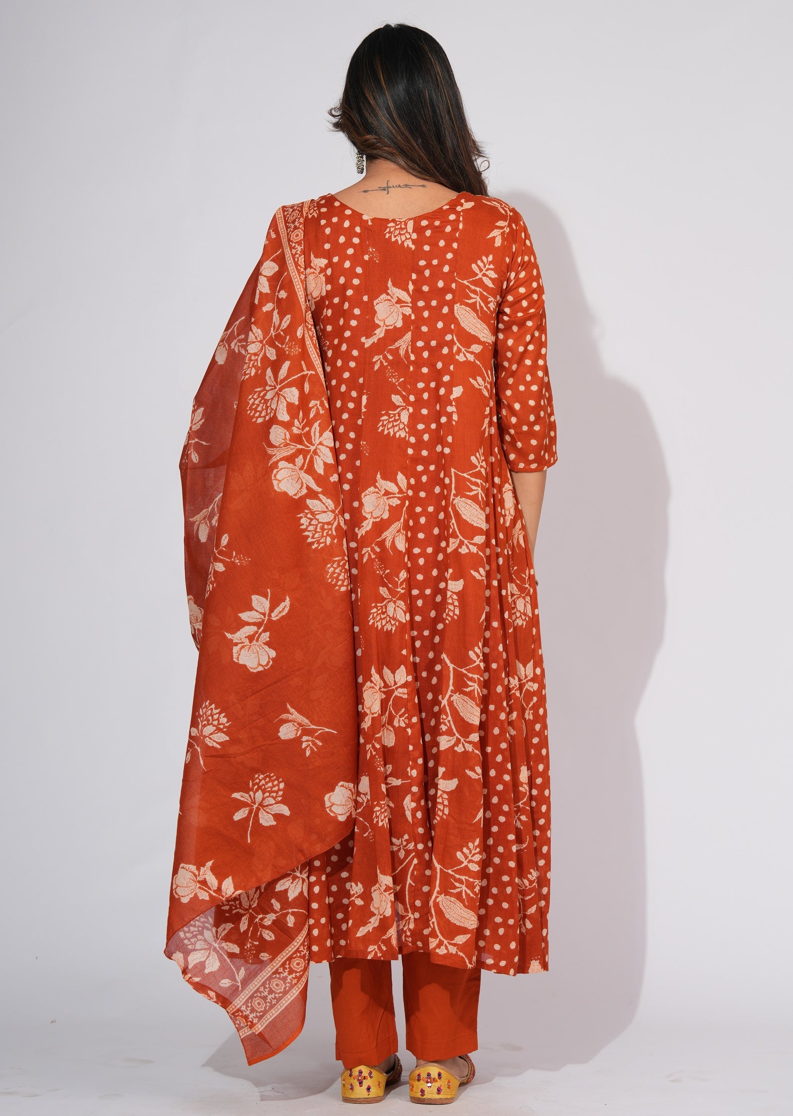 Rust Cotton Anarkali Suit