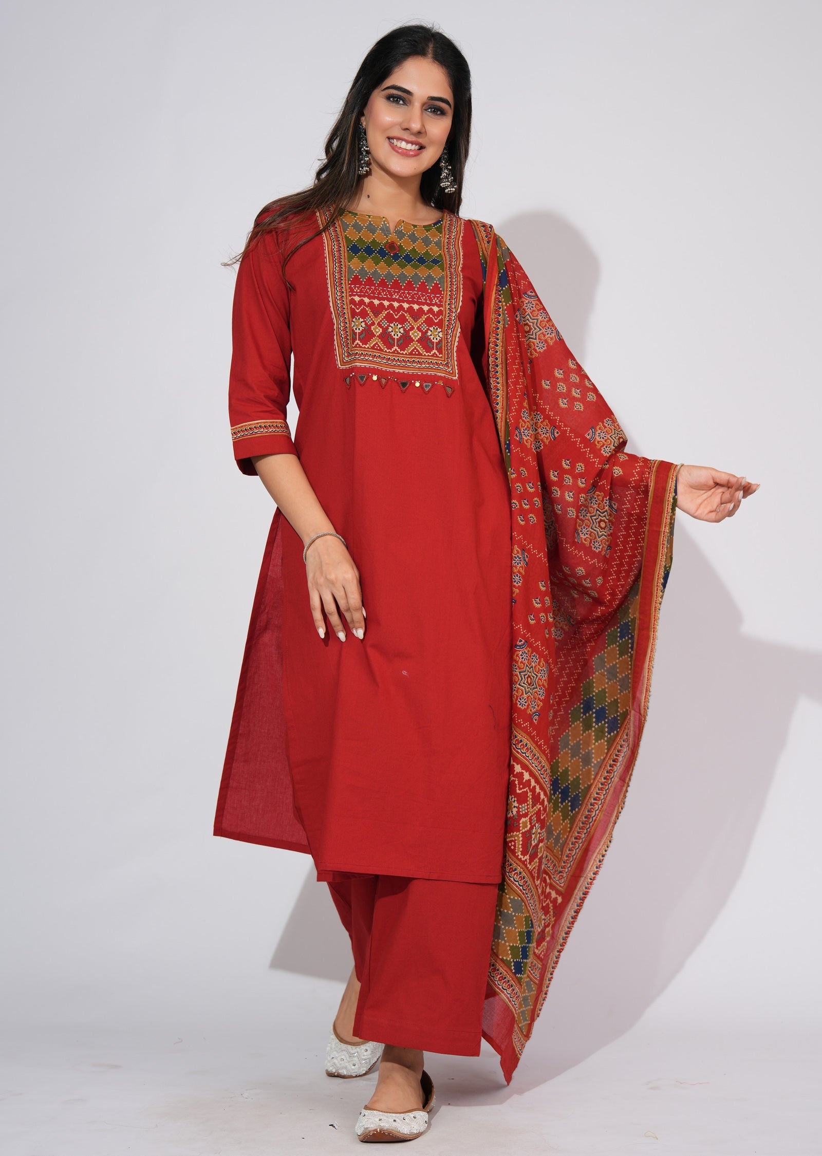 Dark Rust Cotton Straight cut suit