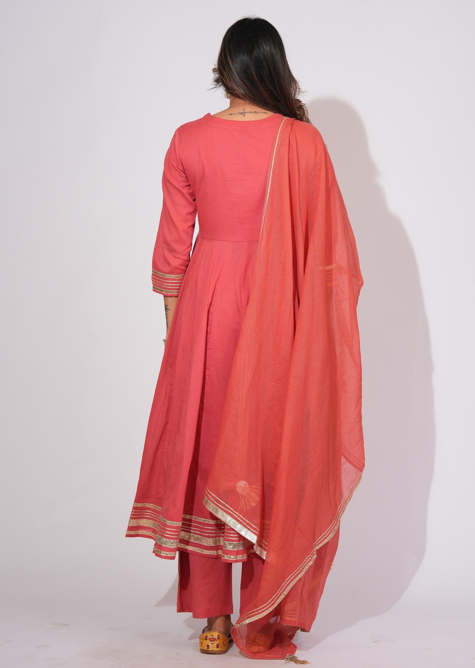 Dark Rust Cotton Anarkali Suit
