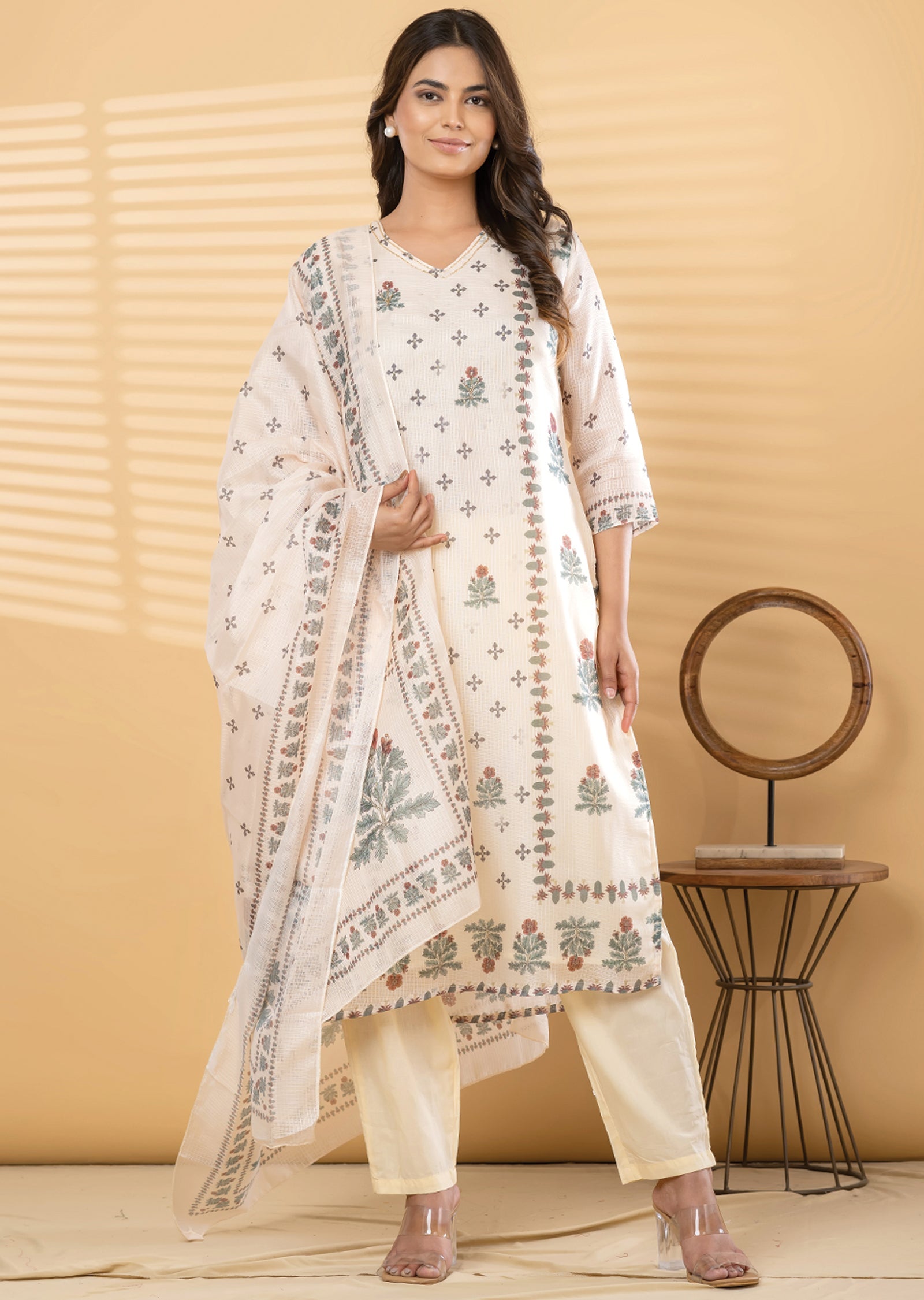 Beige Kota Straight cut suit