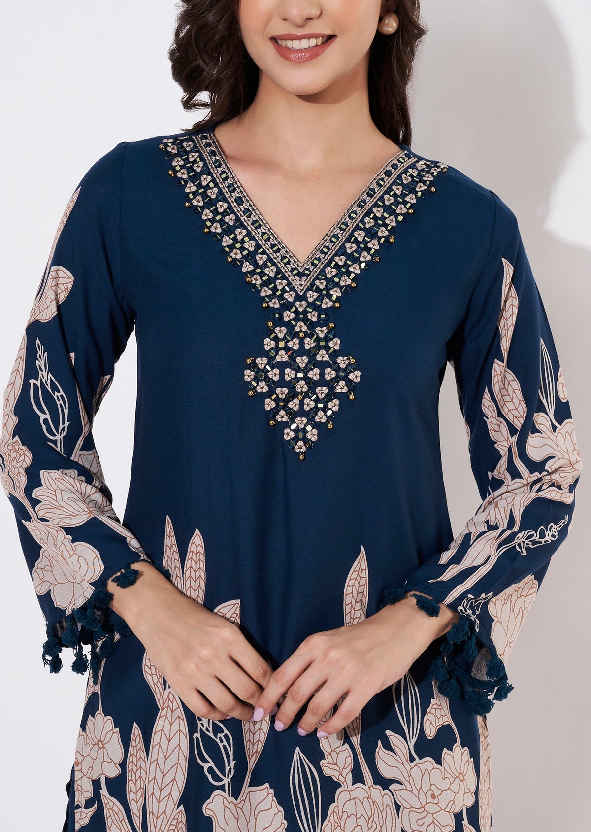Teal Blue Reyon Short Kurti set