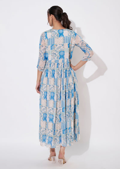 Light Blue Chinnon Long kurti