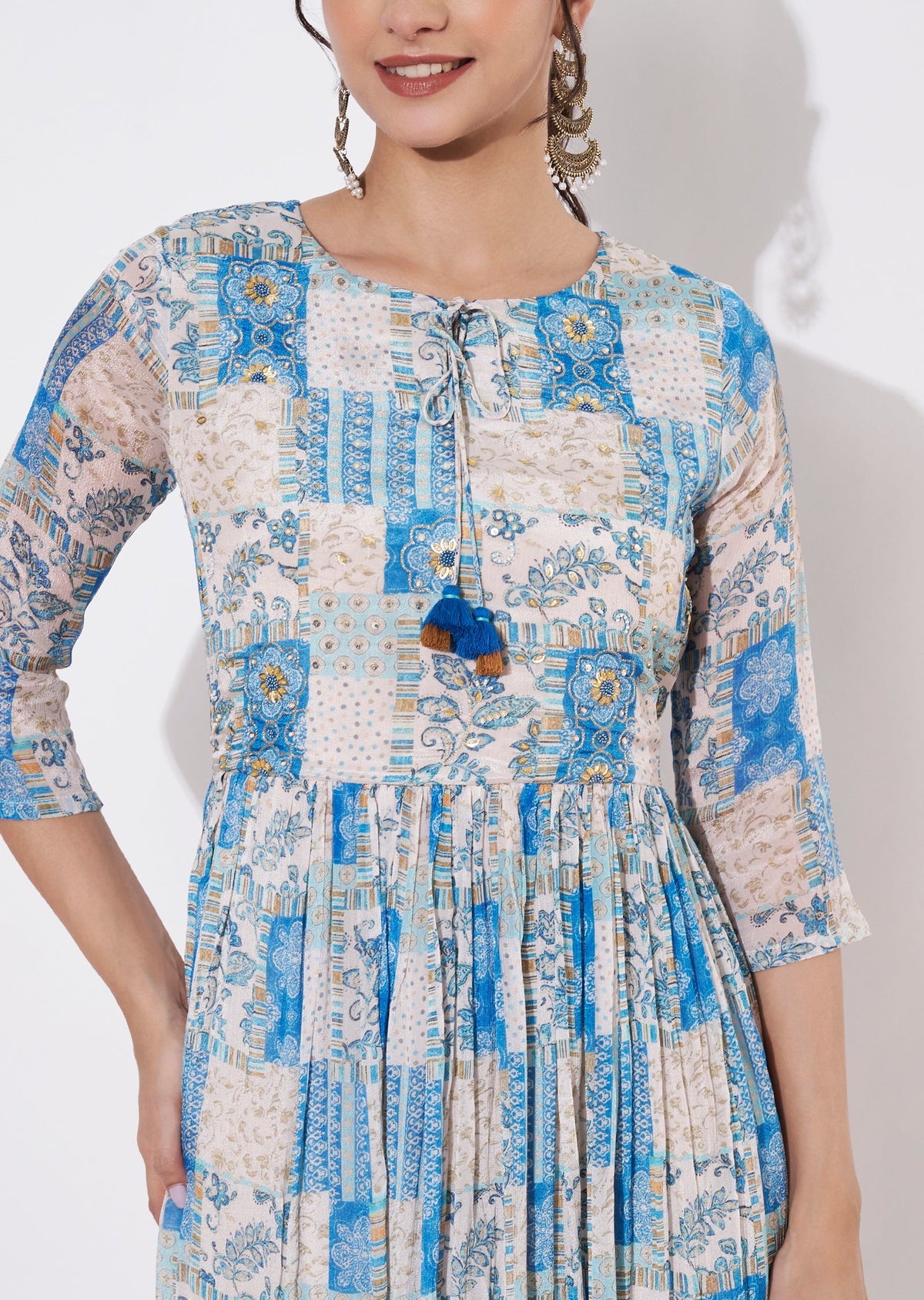 Light Blue Chinnon Long kurti