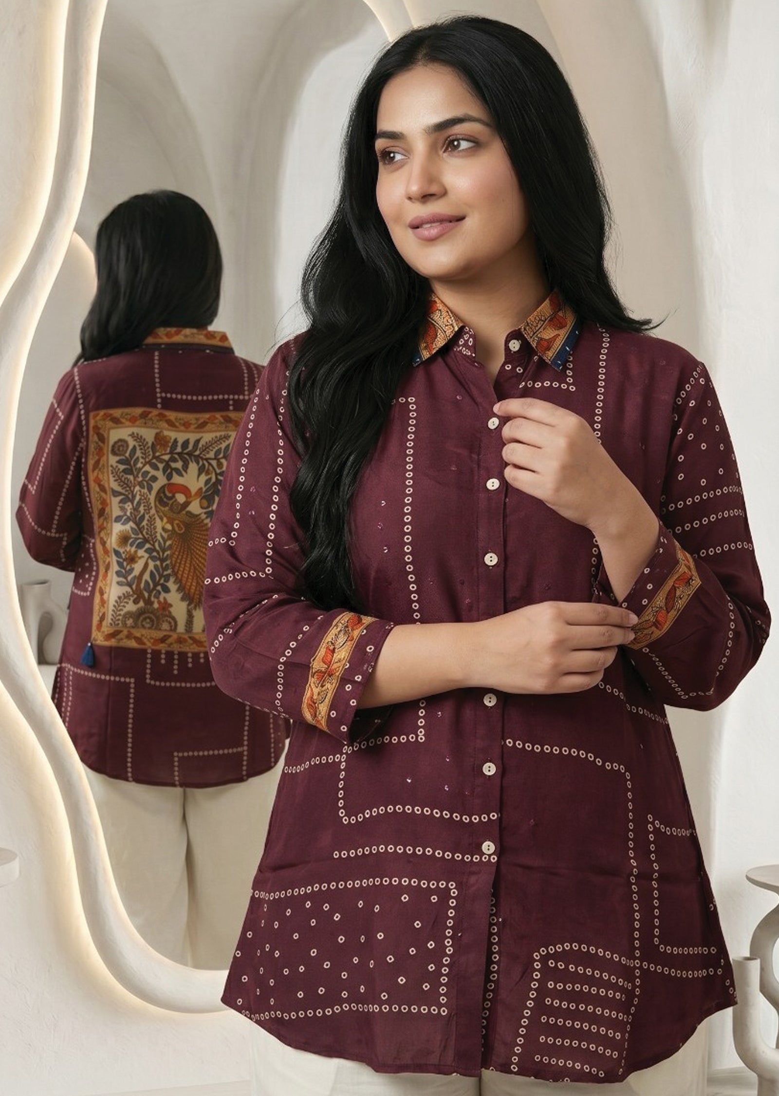 Maroon Muslin Short kurti