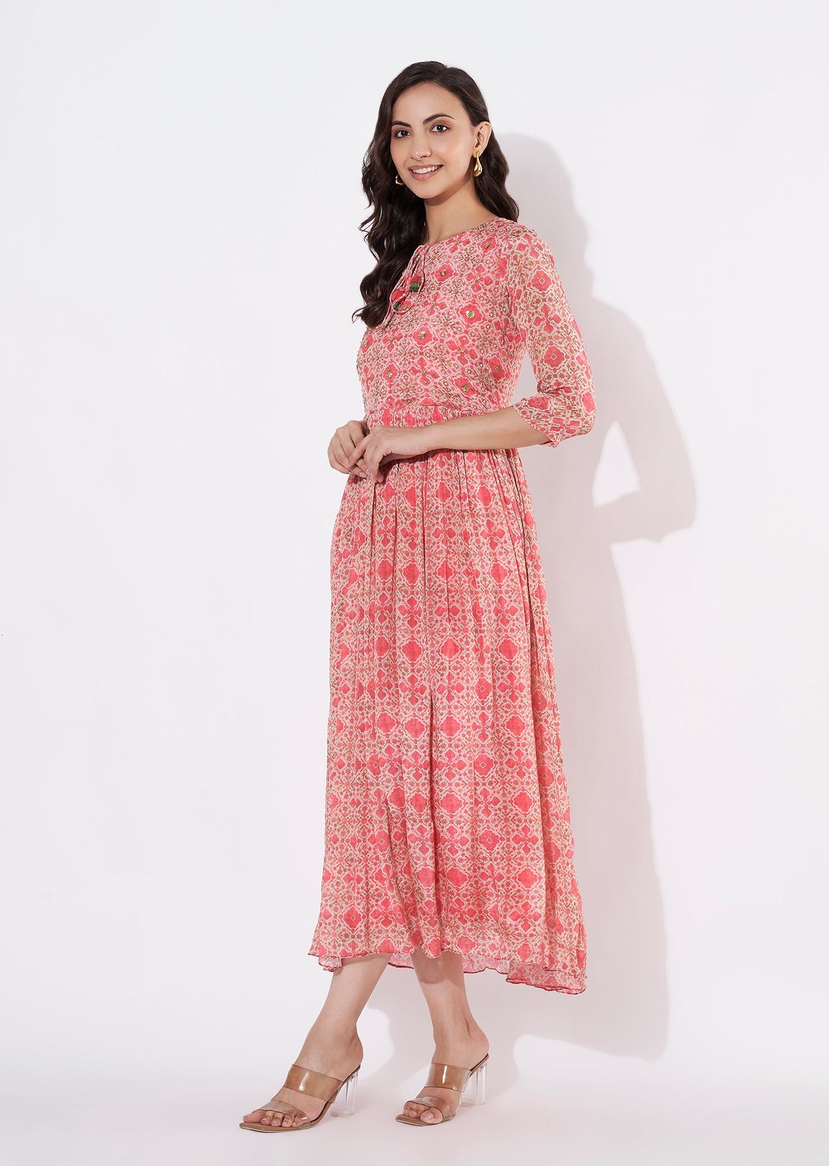 Pink Chinnon Long kurti