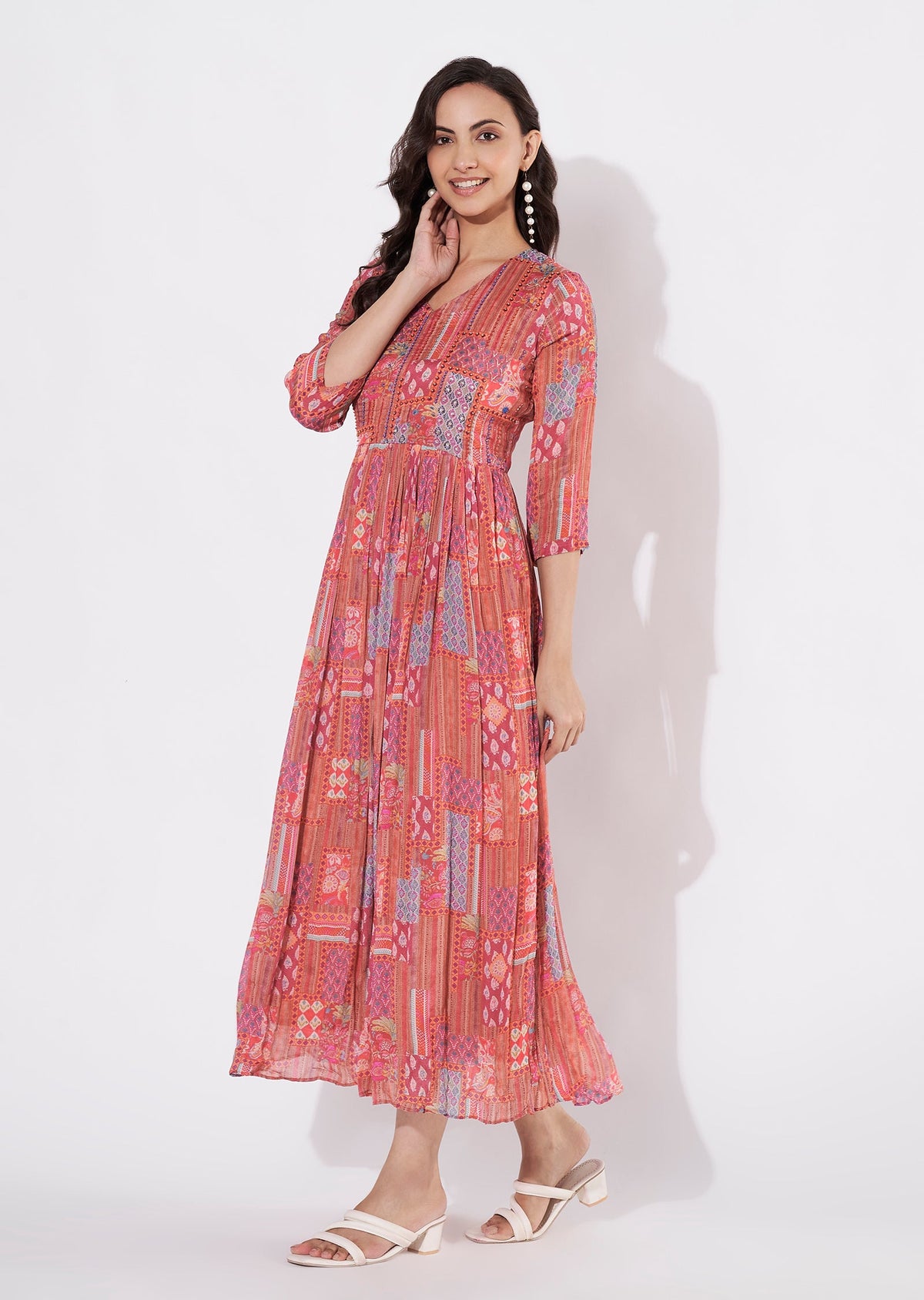 Rust Chinnon Long kurti