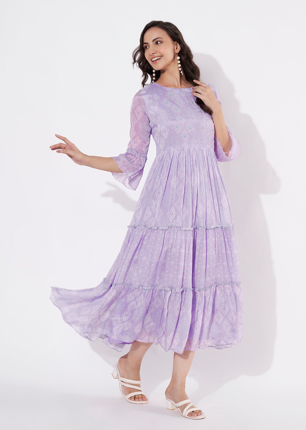Light Purple Chinnon Long kurti