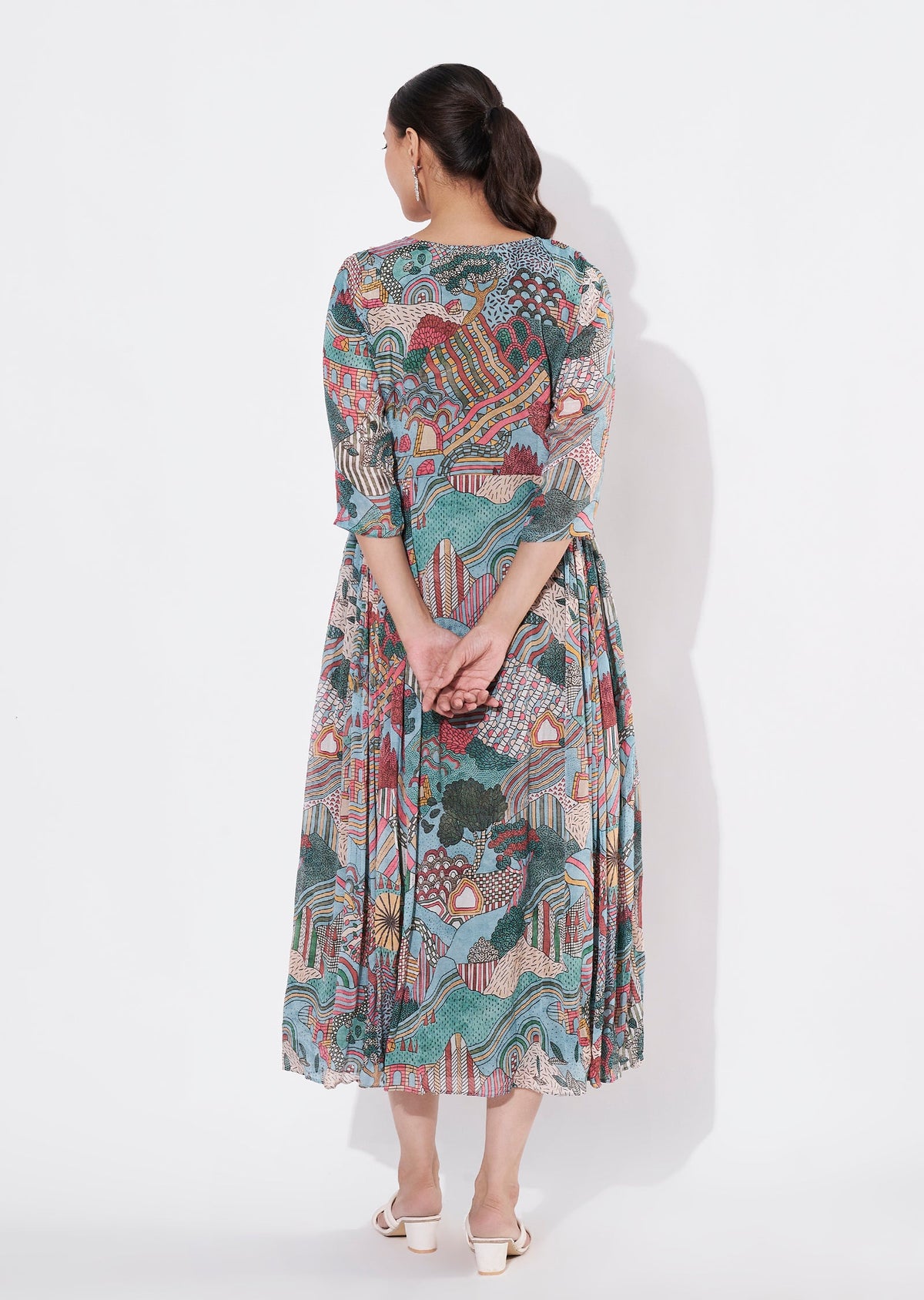 Dusty Blue Chinnon Long kurti