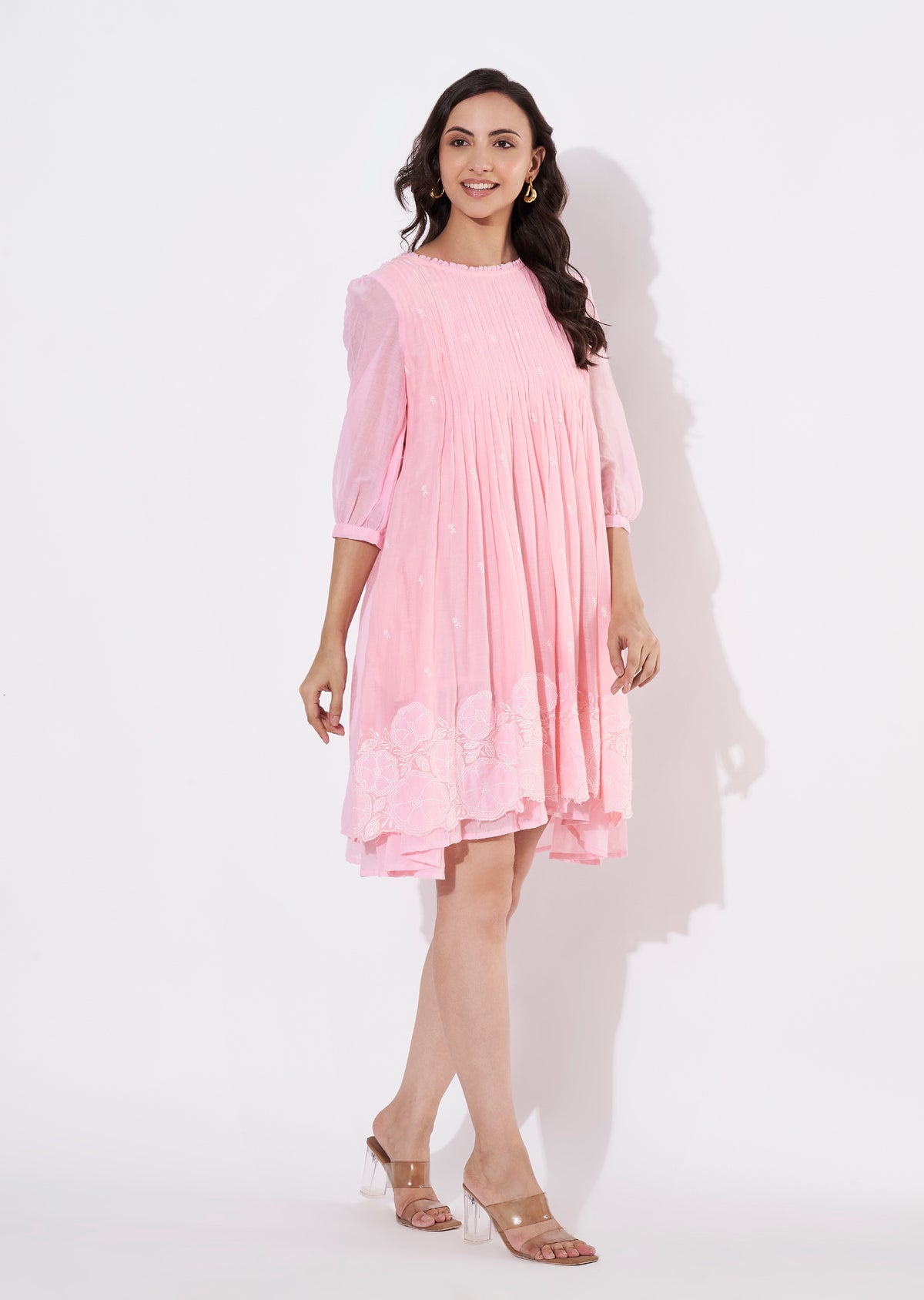 Light Pink Cotton Frock style kurti