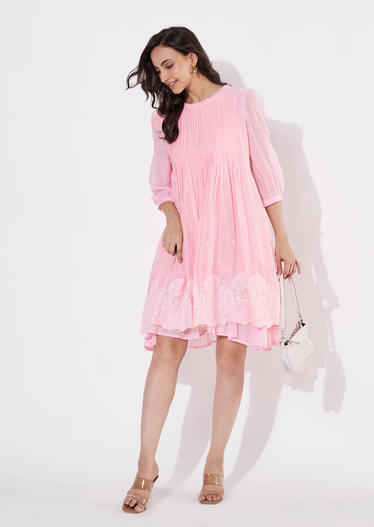 Light Pink Cotton Frock style kurti