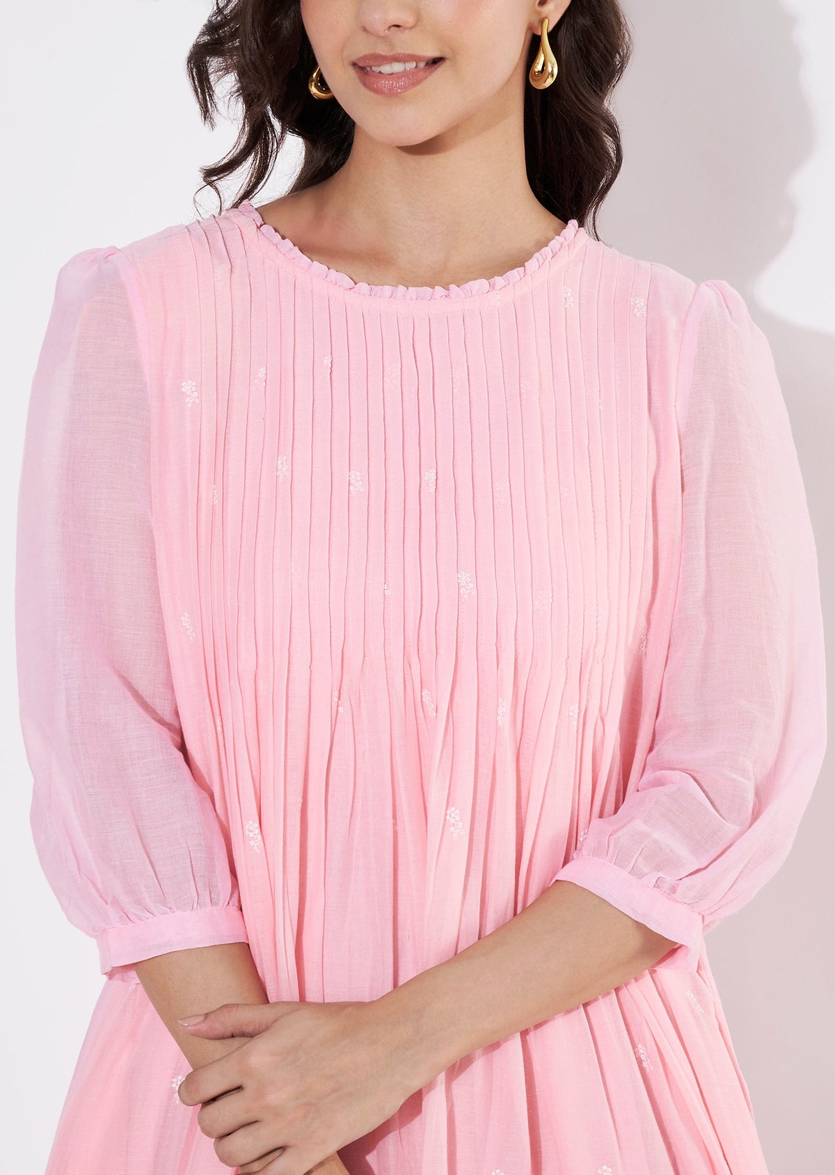 Light Pink Cotton Frock style kurti