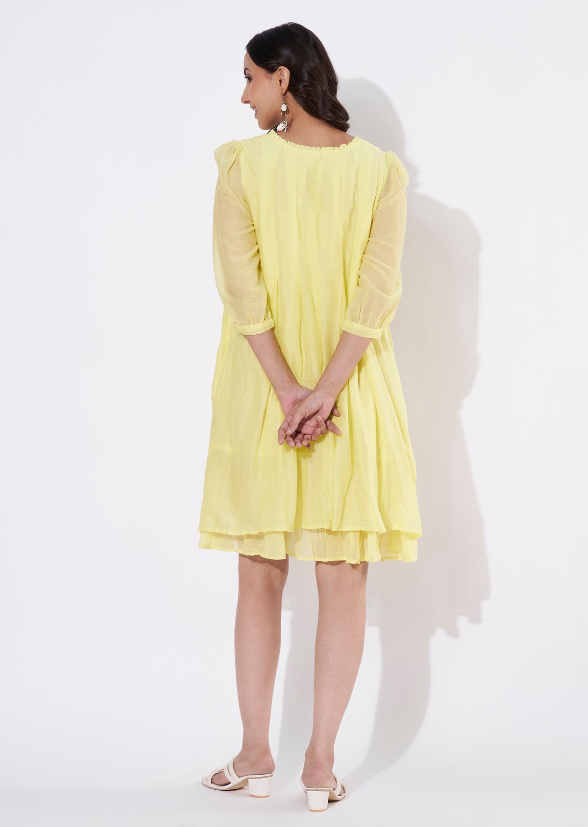 Yellow Cotton Frock style kurti