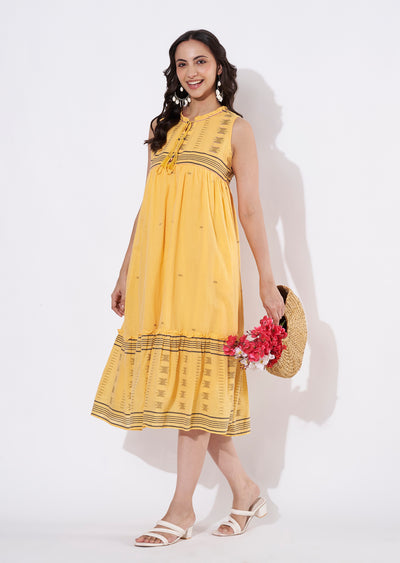 Light Mustard Cotton Frock style kurti