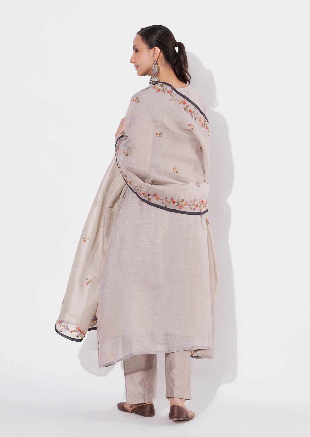 Grey Jute Anarkali suit