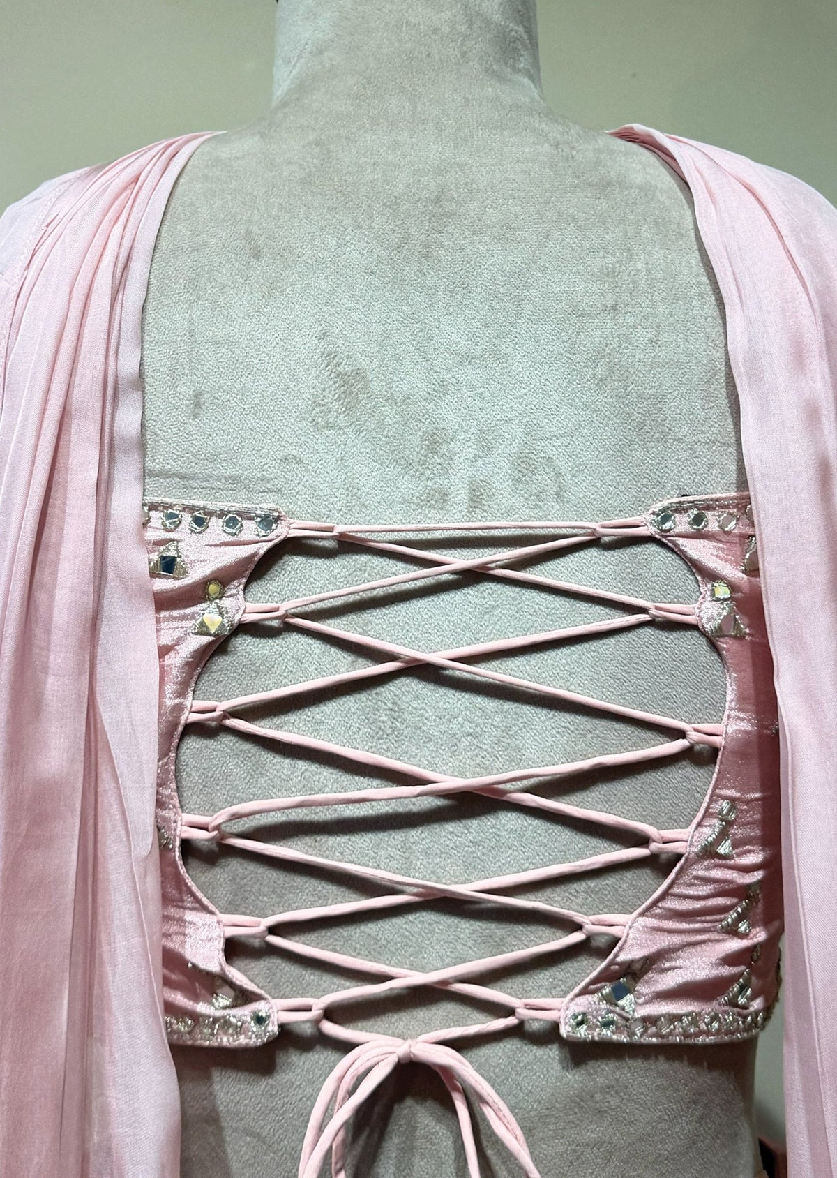 Peach Tissue Indowestern set