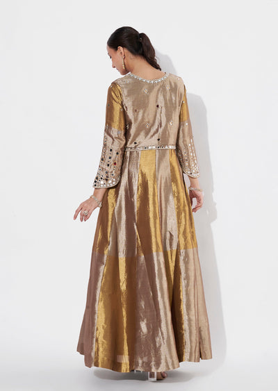 Gold Tissue Anarkali suit(No Dupatta)