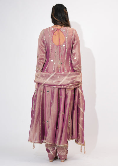 Onion Pink Tissue Anarkali Suit