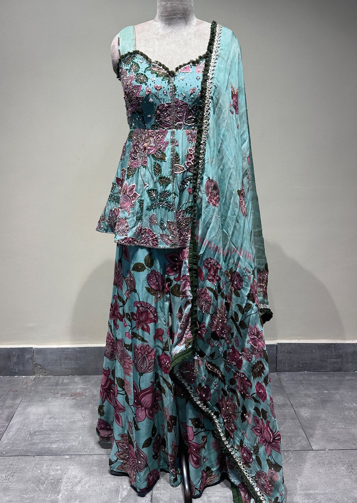 Light Green Georgette Sharara Set
