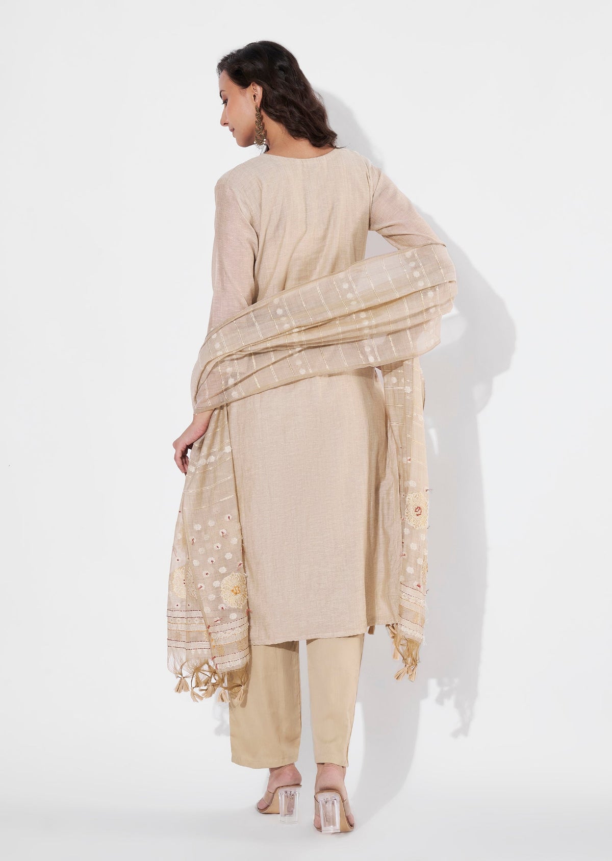 Natural Chanderi Straight cut suit